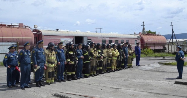 Пожарно-тактические учения на Забайкальской железной дороге