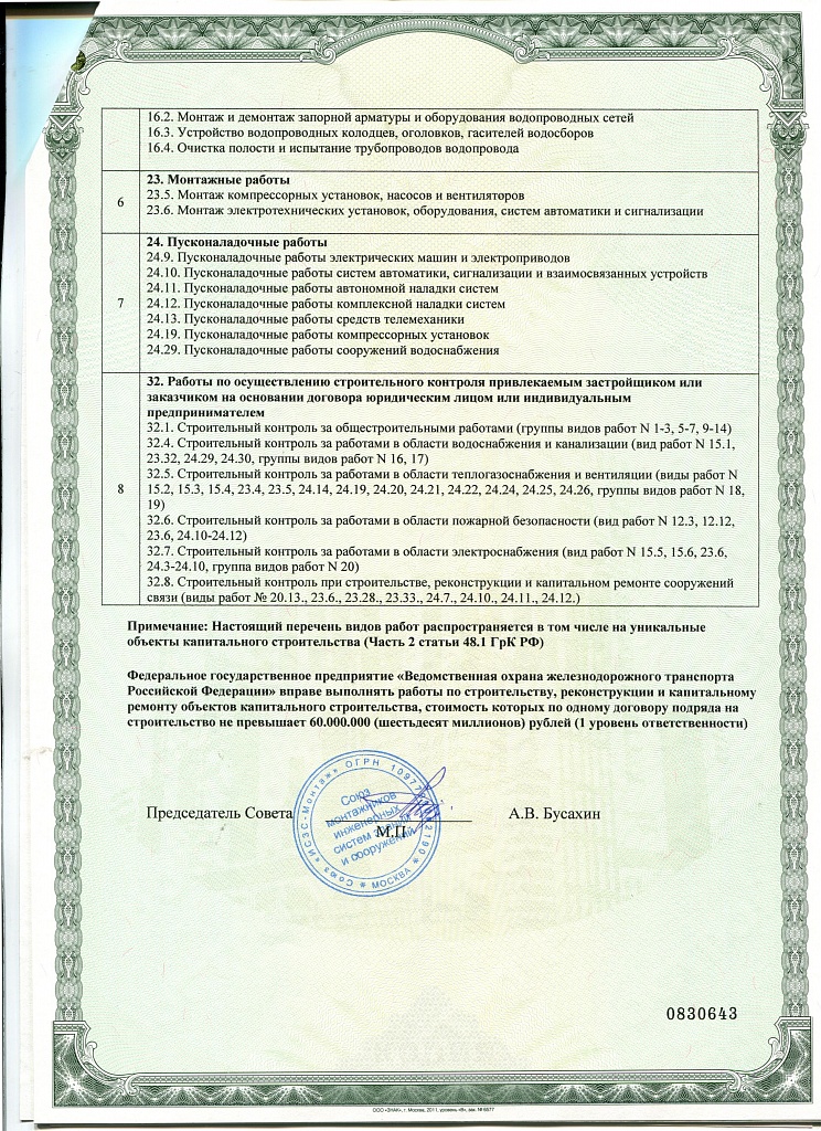 Свидетельства о допусках СРО