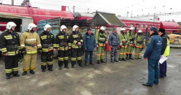 Пожарный поезд станции Прохладная принял участие в полигонном учении