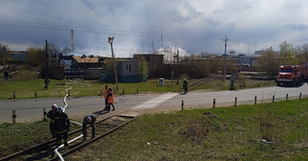 Пожарный поезд ФГП ВО ЖДТ России задействован в ликвидации пожара в Дзержинске Нижегородской области