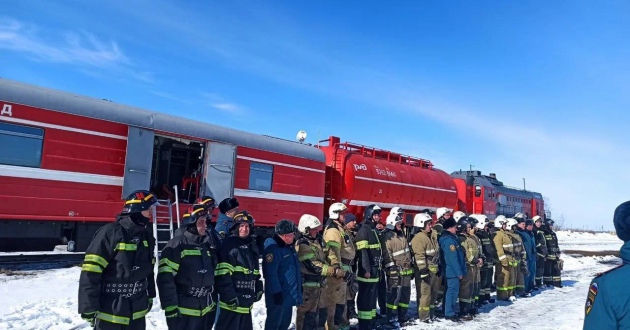 Командно-штабные учения по борьбе с паводком и ландшафтными пожарами в филиале ФГП ВО ЖДТ России на Западно-Сибирской железной дороге